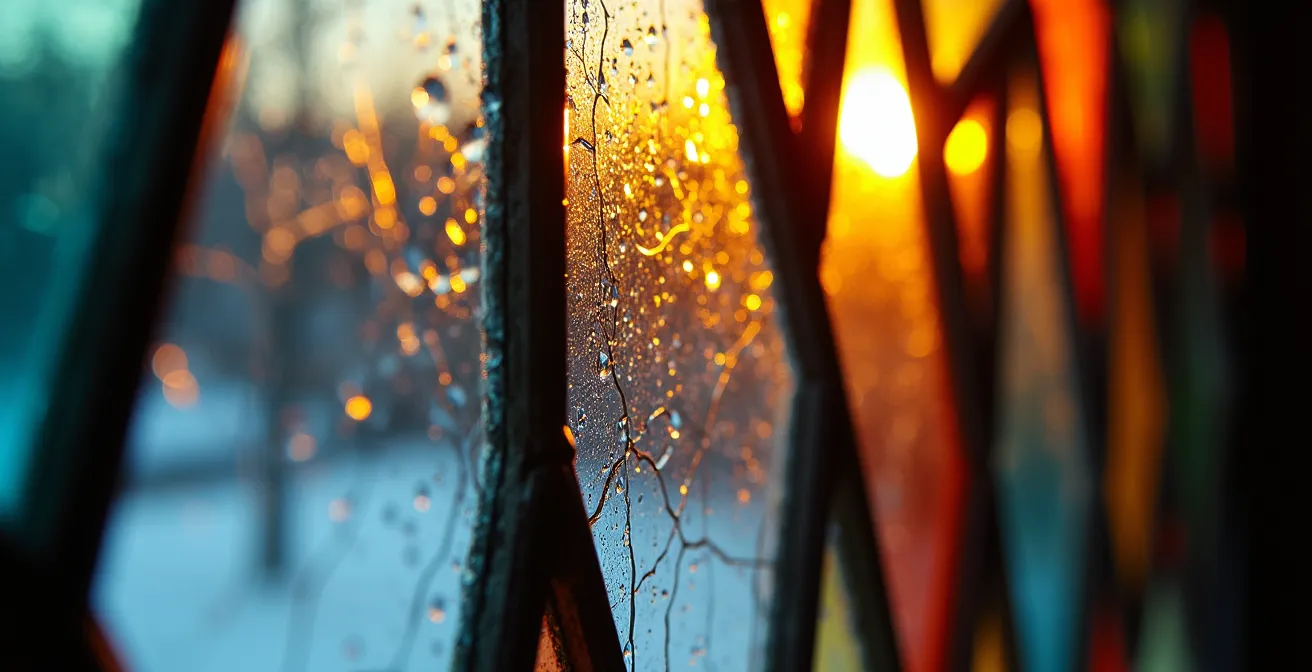 Installation d'une contre-fenêtre intérieure transparente devant un vitrail ancien préservé