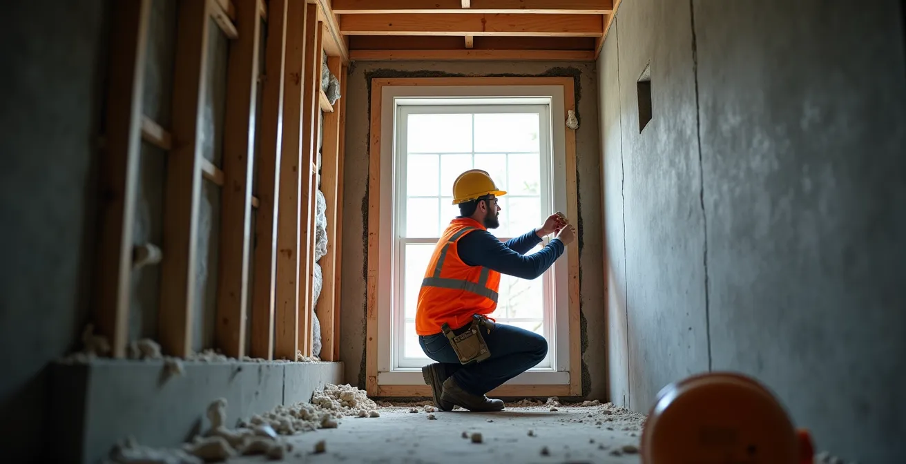 Fenêtre de sortie de secours dans un sous-sol montréalais pour conformité sécurité incendie