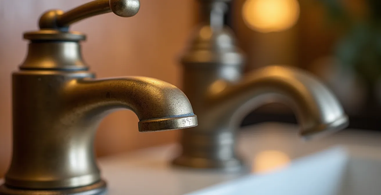 Comparaison visuelle du poids et de la densité entre robinetterie en laiton massif et en zamak